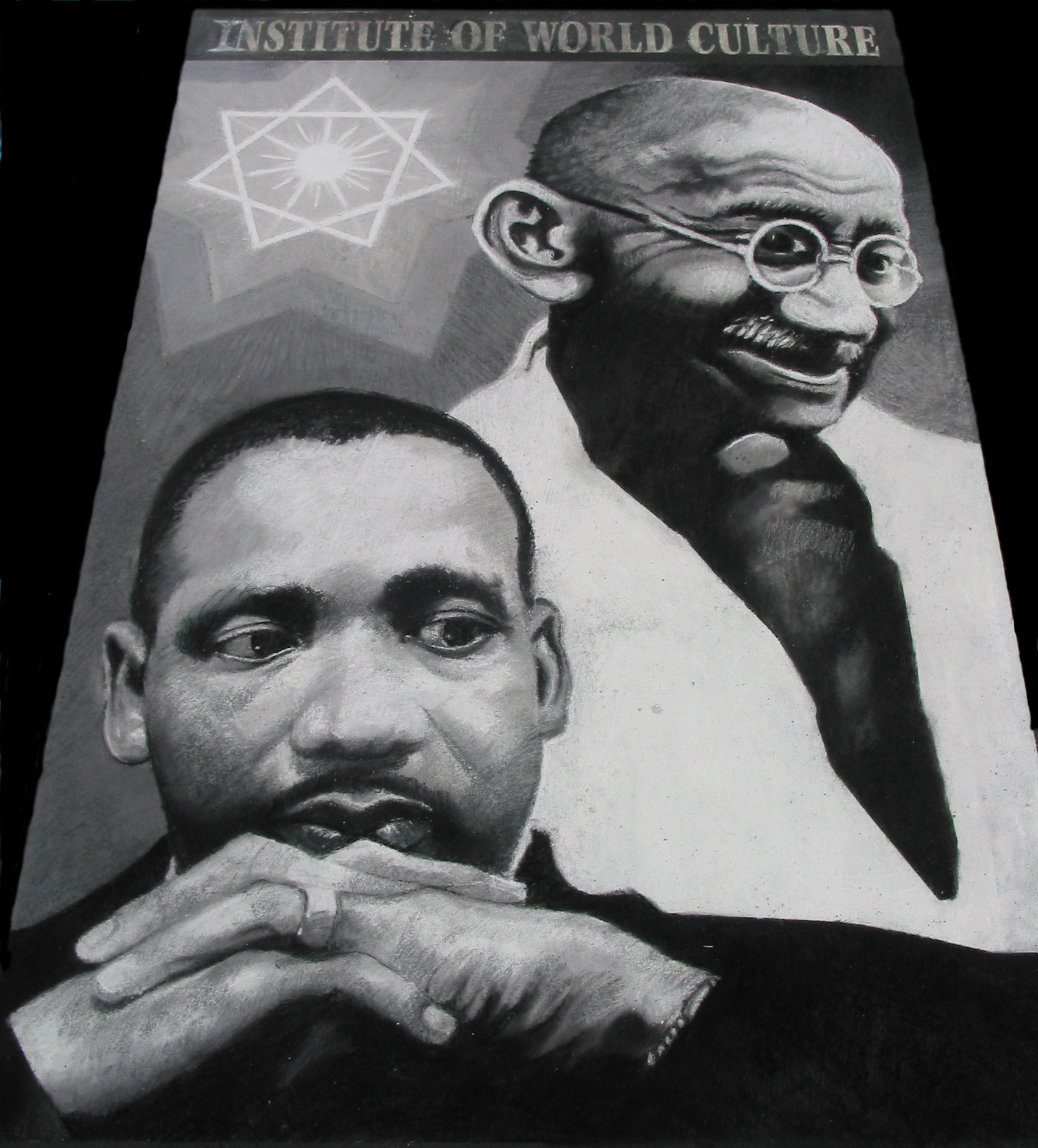 Chalk painting of Mahatma Gandhi and Martin Luther King, Jr.